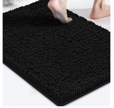 Bathroom Absorbent Stain resistant Non slip Foot Mat Black - Shop at LoveMi