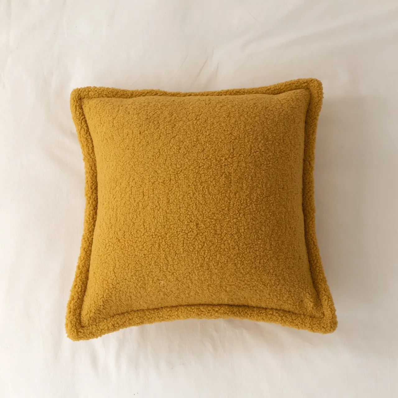 Sofa Backrest Grain Wool Plush Pillow Bedside Cushion - Mango Yellow
