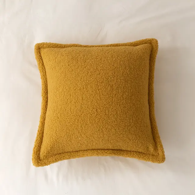 Sofa Backrest Grain Wool Plush Pillow Bedside Cushion Mango Yellow - Shop at LoveMi