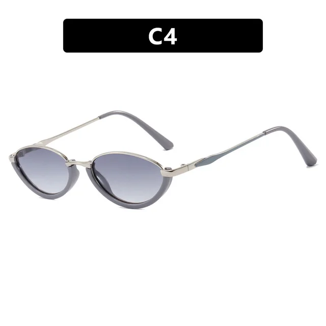 Small Frame Metal Sunglasses Sun Protection Plain Sun Glasses C4 Solid Gray Gradually Gray - Shop at LoveMi