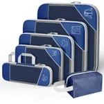 Navy Blue Six Piece Wash Bag