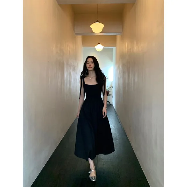 Temperament High grade Slim fit Tube Top Bow Lace up Dress Black - Shop at LoveMi