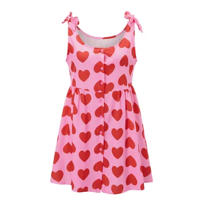 Summer New Love Shoulder Strap Bow Princess Dress Red - Shop at LoveMi