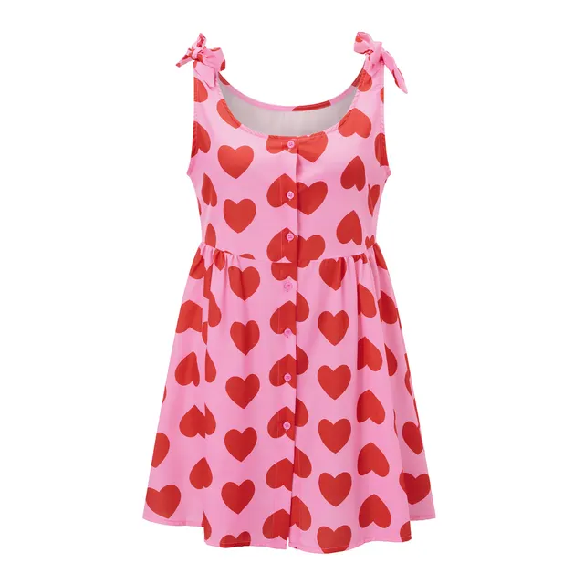 Summer New Love Shoulder Strap Bow Princess Dress Red - Shop at LoveMi