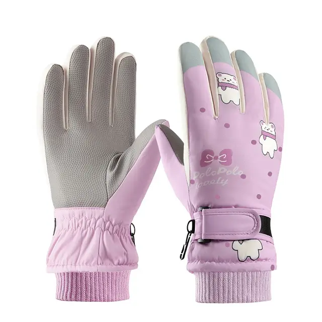 Skiing Fleece lined Touch Screen Riding Five Finger Gloves Violet - Shop at LoveMi