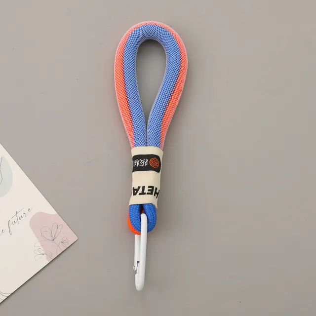 Two color Matching Personality Good looking Mobile Phone Lanyard Umbrella Cover Pendant Mesh Keychain Sapphire Blue Orange - Shop at LoveMi