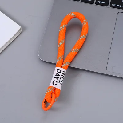Trendy Plush Doll Keychain Lanyard Braided Pendant Rope Water Cup Rope Holding Flower Rope Orange - Shop at LoveMi