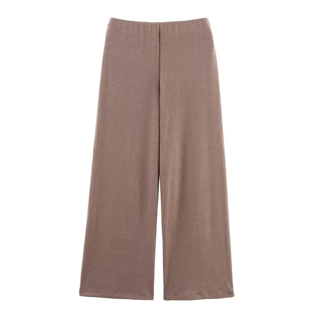 Pin Textured Top Wide Leg Pants Brown Pants - Shop at LoveMi