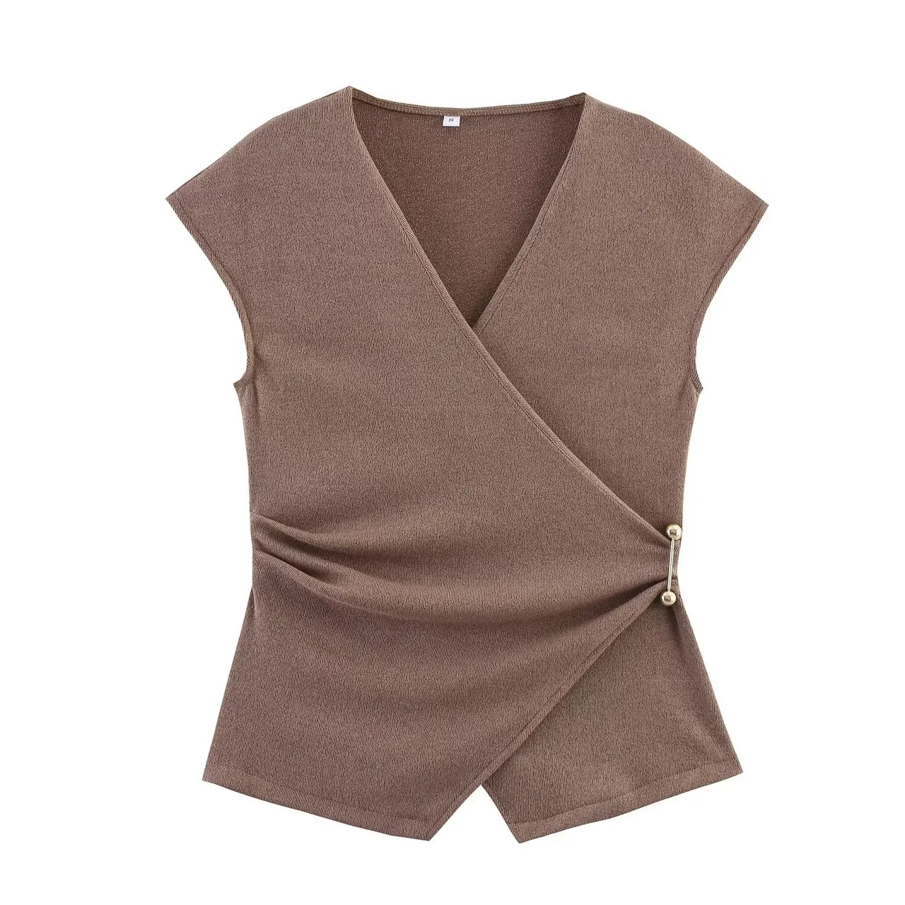 Pin Textured Top Wide Leg Pants - Coffee Top