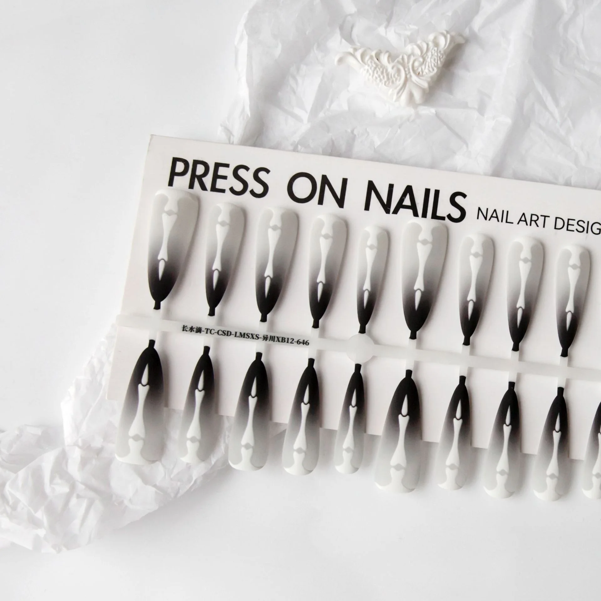 Background Semi-finished Products Wear Nail Tip Prefabricated Nail Tip Pumpkin Million Christmas Dark Goth Secondary Bright Surface - Black