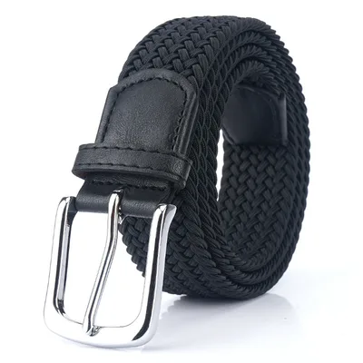 Silk Elastic Woven Elastic Men's Women's Belt Canvas Belt Black - Shop at LoveMi