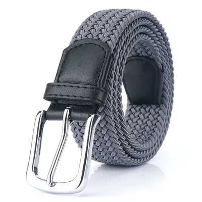 Silk Elastic Woven Elastic Men's Women's Belt Canvas Belt Gray - Shop at LoveMi