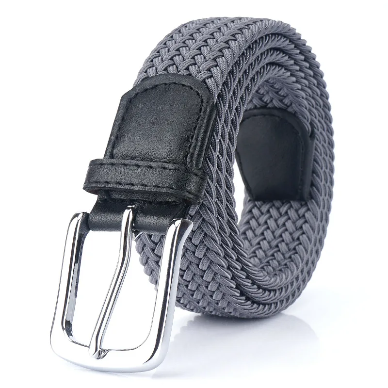 Silk Elastic Woven Elastic Men's Women's Belt Canvas Belt - Grey - View 1