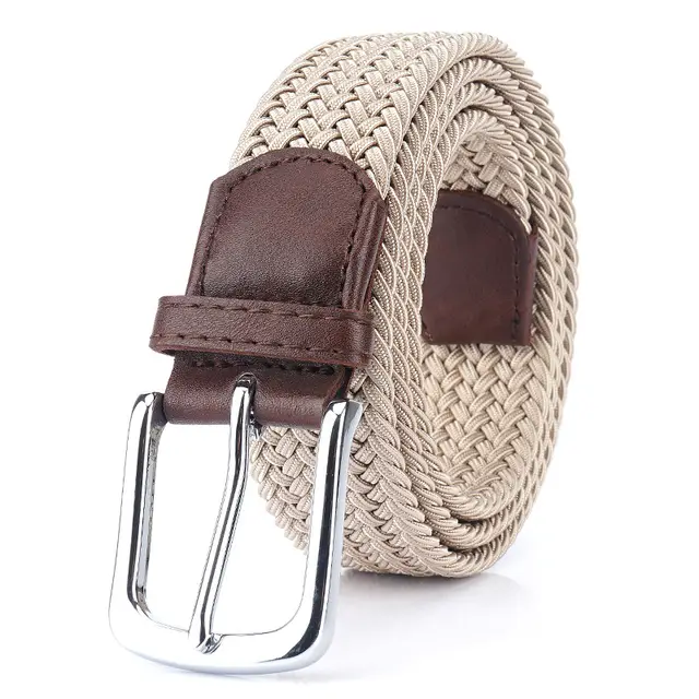 Silk Elastic Woven Elastic Men's Women's Belt Canvas Belt Khaki - Shop at LoveMi