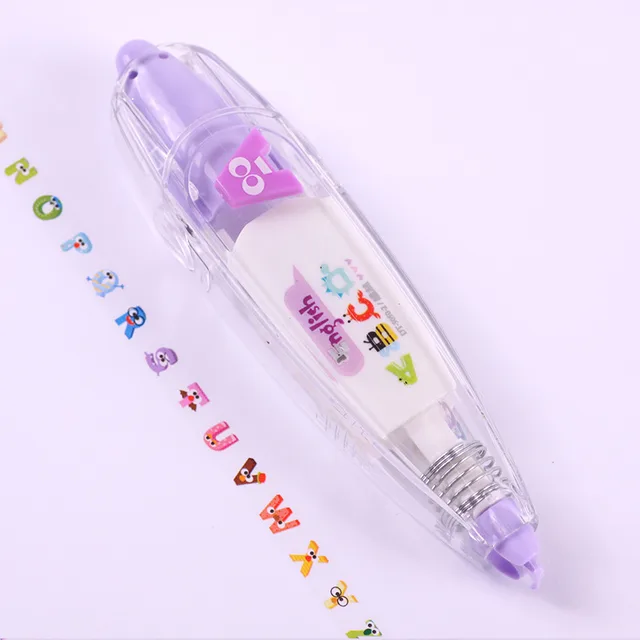 Creative Cartoon Push Correction Tape Stationery Pink Purple Letters - Shop at LoveMi