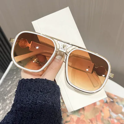 Personality Mid beam Classic Sunglasses Golden White Tea - Shop at LoveMi