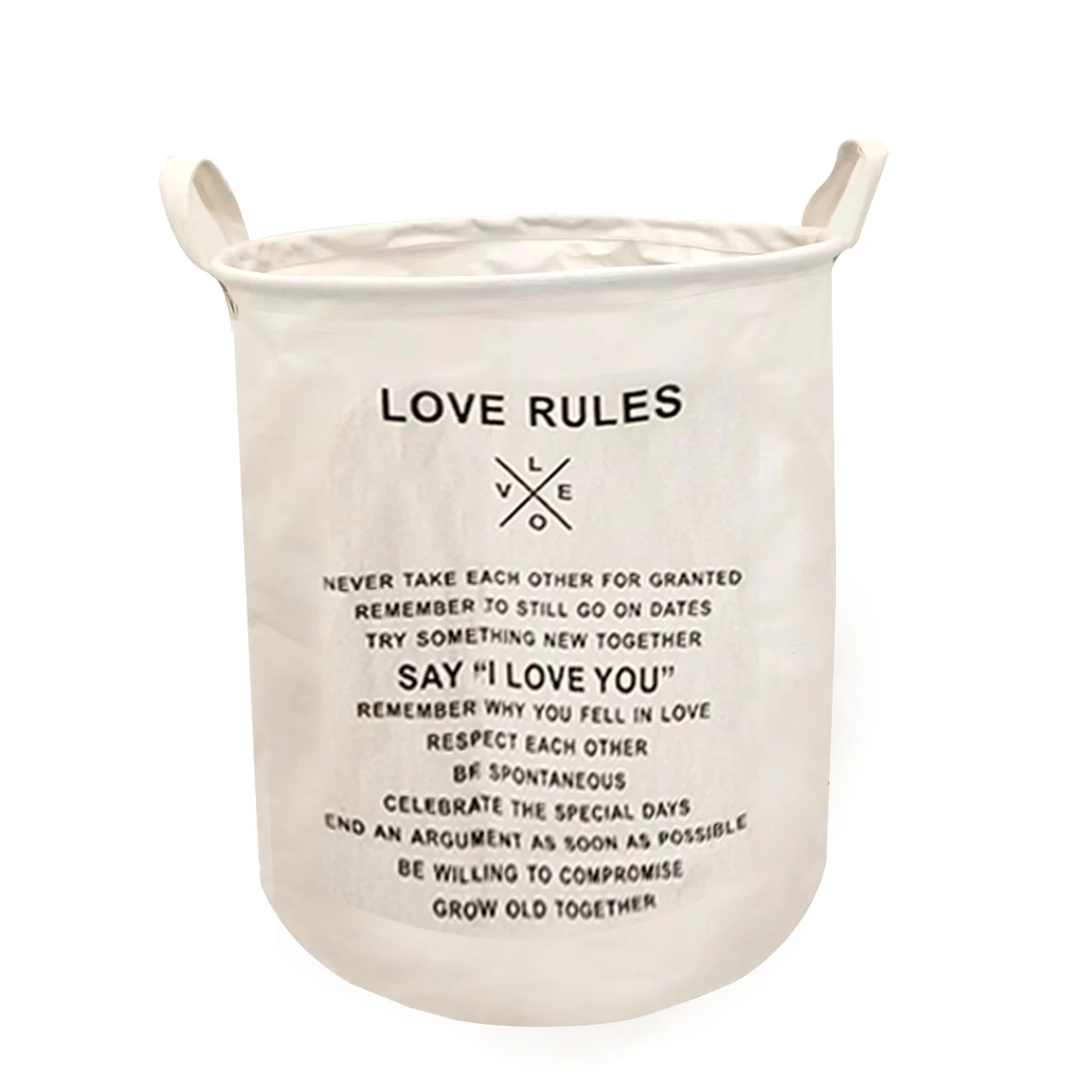Fabric Dirty Clothes Basket Folding Storage - Love Rules