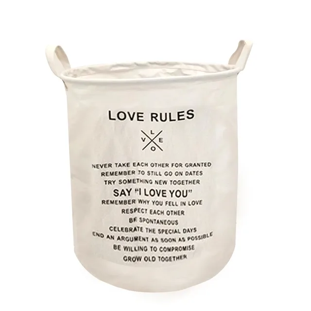 Fabric Dirty Clothes Basket Folding Storage Love Rules - Shop at LoveMi