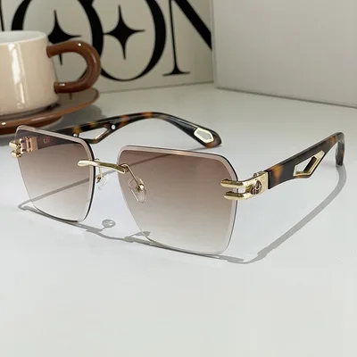 Street Shooting Ins Trendy Trimming Sunglasses Double Tea Leopard Leg - Shop at LoveMi