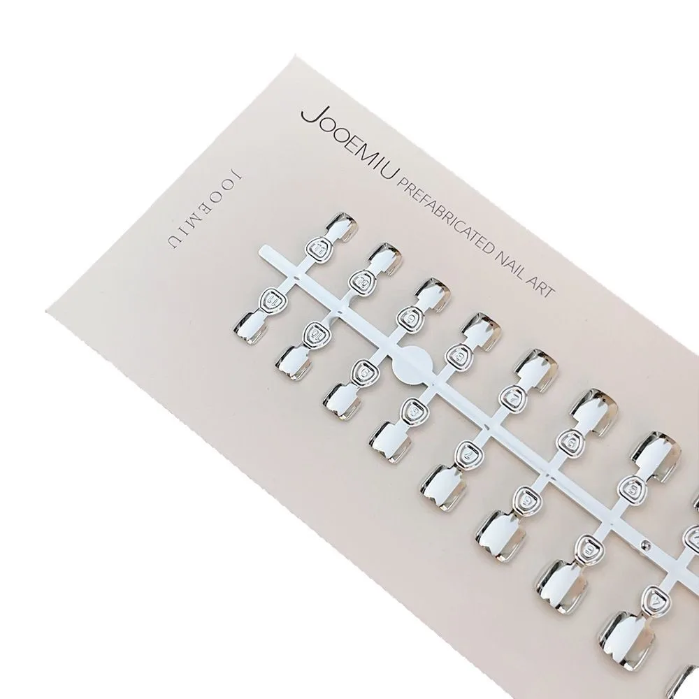 Electroplating Magic Mirror Effect Powder Feet Nail Tip Sub code Prefabricated Manicure Removable Semi finished Products Bright Silver Joj423 - Shop at LoveMi