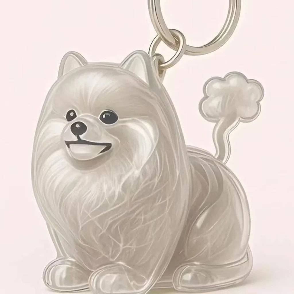 Dog Fur Storage Cute Pendant Keychain - Smile Pomeranian