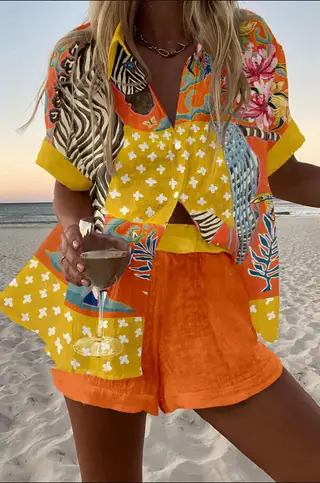 Digital Printing Top Women's Suit Two-piece Set - Mcs01116