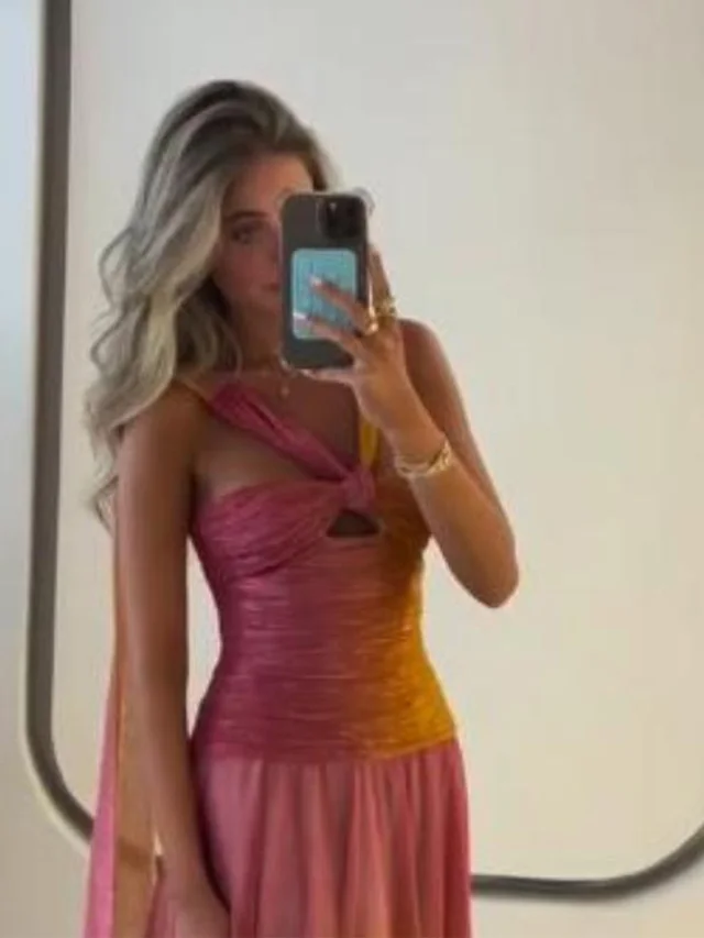 Gradient Printing Pleated Halter Lace up Waist tight Short Top Skirt Pink Top - Shop at LoveMi