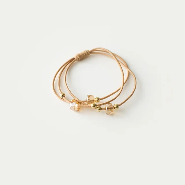 Crystal String Beads Rubber Headband Head Rope Matte Golden - Shop at LoveMi