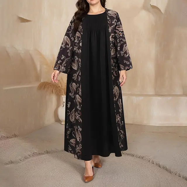 Women's Plus Size Bohemian Printed Long Skirt Black - Shop at LoveMi