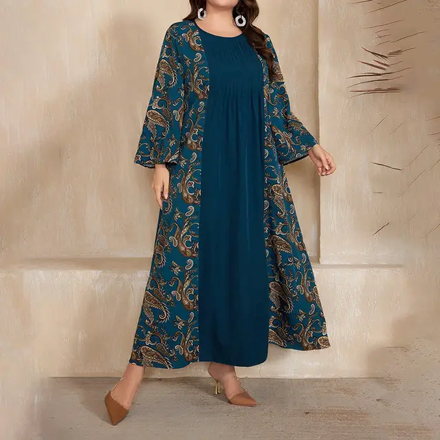 Women's Plus Size Bohemian Printed Long Skirt Blue - Shop at LoveMi
