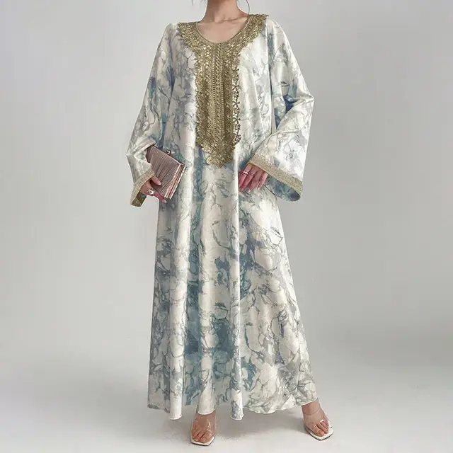 Women's Bohemian Embroidered Printed V neck Long Dress White - Shop at LoveMi
