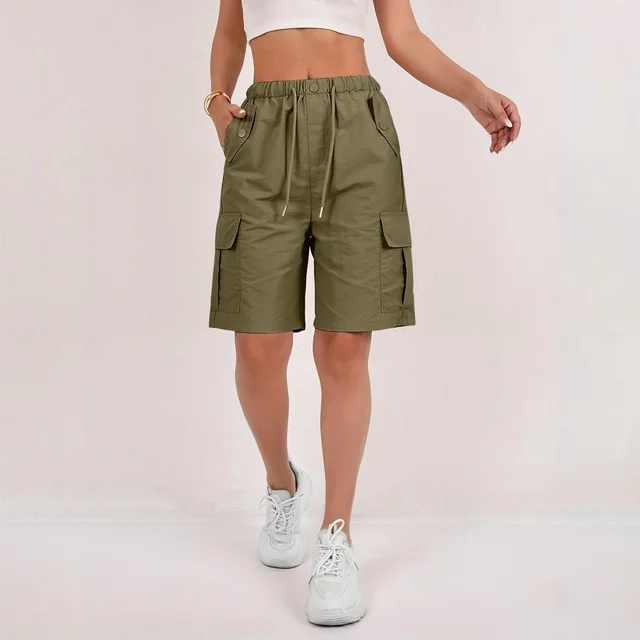 Personalized Quick drying Workwear Cropped Pants Casual Shorts Olive - Shop at LoveMi