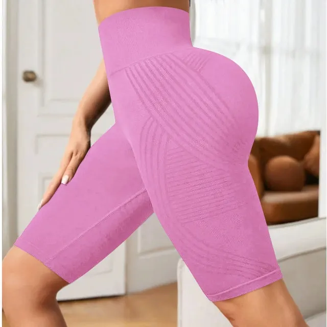 Seamless High Waist Yoga Pants Hip Lifting Peach Hip Fifth Pants Pink - Shop at LoveMi