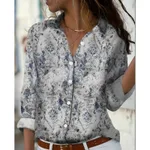 Fashion Casual Shirt Digital Printing Lapel Long Sleeve Shirt - Color2-2Xl