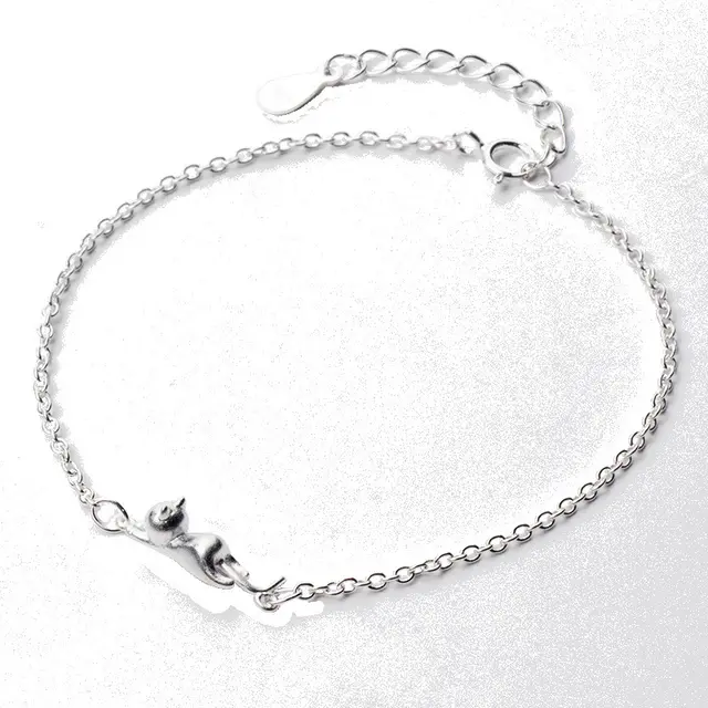 S925 Silver Bracelet Women's Trendy Japanese And Korean Style Cute Cat Bracelet S925 Silver Bracelet - Shop at LoveMi