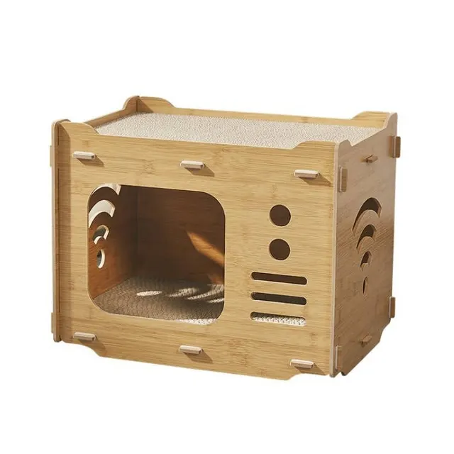 Simple And Spacious Large Double layer Scratch resistant Wear resistant Non chip Cat House Bamboo Color C Style - Shop at LoveMi