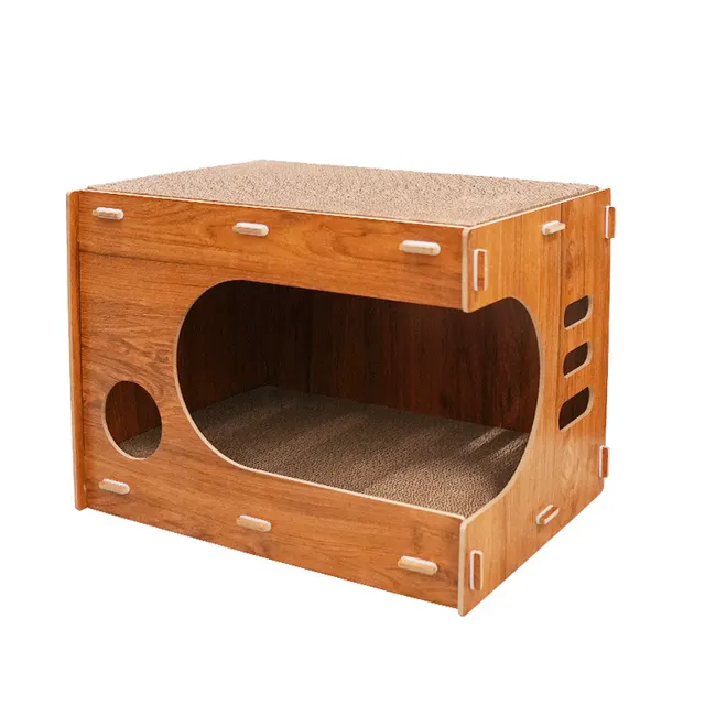 Simple And Spacious Large Double layer Scratch resistant Wear resistant Non chip Cat House Rosewood Color Type A - Shop at LoveMi