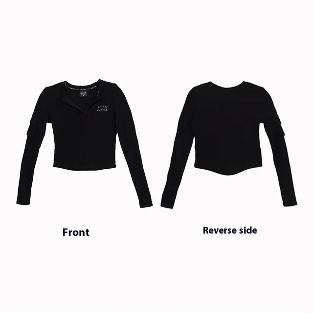 Black Asymmetric Stitching Sports Pants Long sleeved Top Black Long Sleeve - Shop at LoveMi