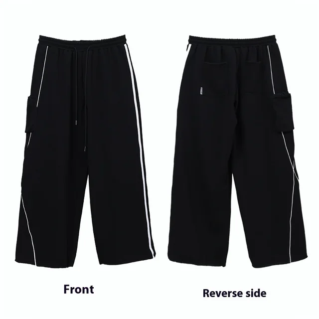 Black Asymmetric Stitching Sports Pants Long sleeved Top Black Pants - Shop at LoveMi