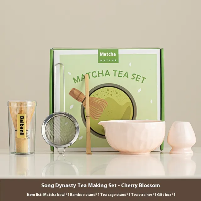 Hammer Pattern Matcha Bowl Tea Whisk Dozen Tea Ware Tools Cherry Pink - Shop at LoveMi