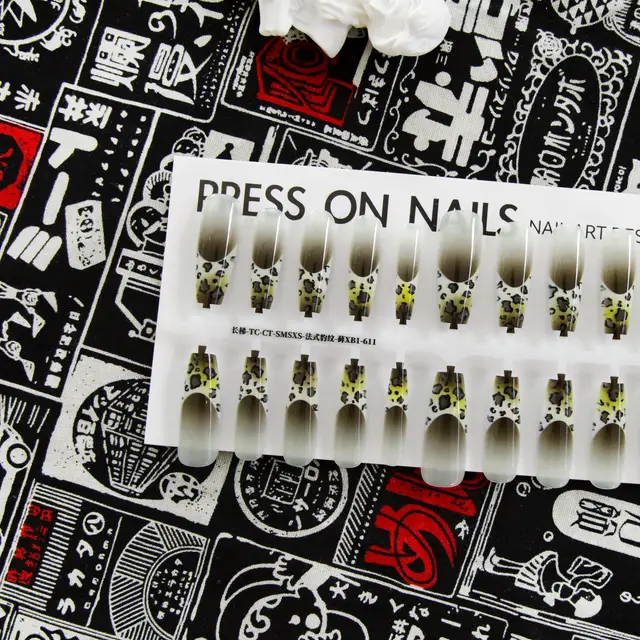 Autumn And Winter French Leopard Spots Long Ladder Nail Beauty Glossy Matte French Leopard Moss - Shop at LoveMi