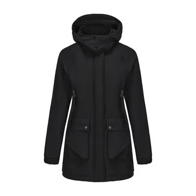Parka Fleece Padded Coat Shell Jacket Waterproof Lady Fall Winter Coat Black - Shop at LoveMi