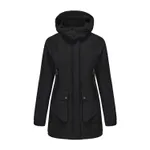 Parka Fleece Padded Coat Shell Jacket Waterproof Lady Fall Winter Coat - Black