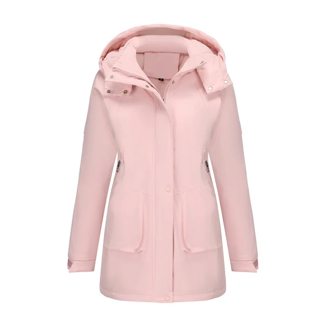 Autumn And Winter Mountaineering Women's Casual Shell Jacket Parka Pink - Shop at LoveMi