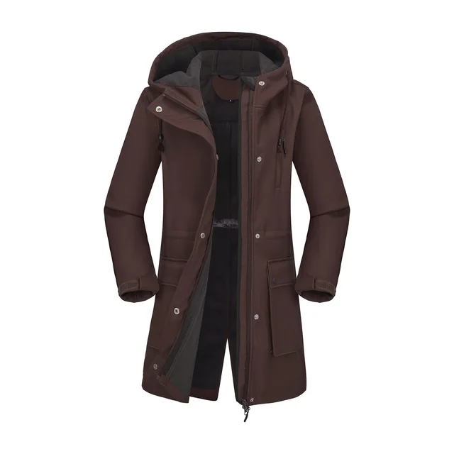 Autumn And Winter Soft Shell Jacket Women's Rain proof Hooded Women's Raincoat Brown - Shop at LoveMi