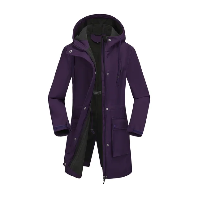 Autumn And Winter Soft Shell Jacket Women's Rain proof Hooded Women's Raincoat Dark Purple - Shop at LoveMi