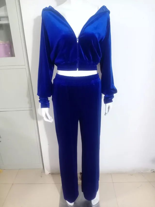 Hooded Casual Sweatshirt Suit Two piece Set Dark Blue - Shop at LoveMi