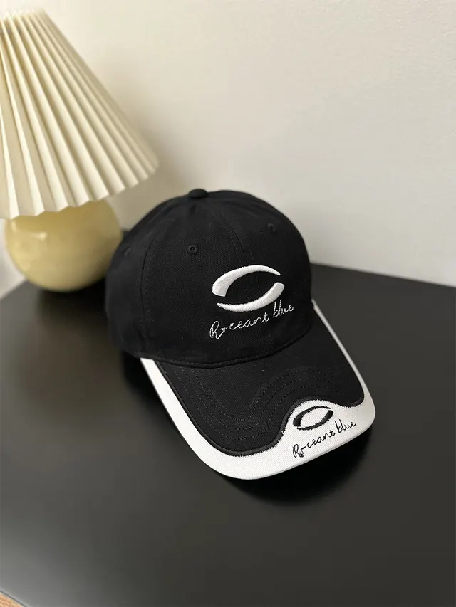 Patchwork Color Big Head Circumference Baseball Cap Outdoor Embroidered Sun Protection Sun Hat Circle Black - Shop at LoveMi