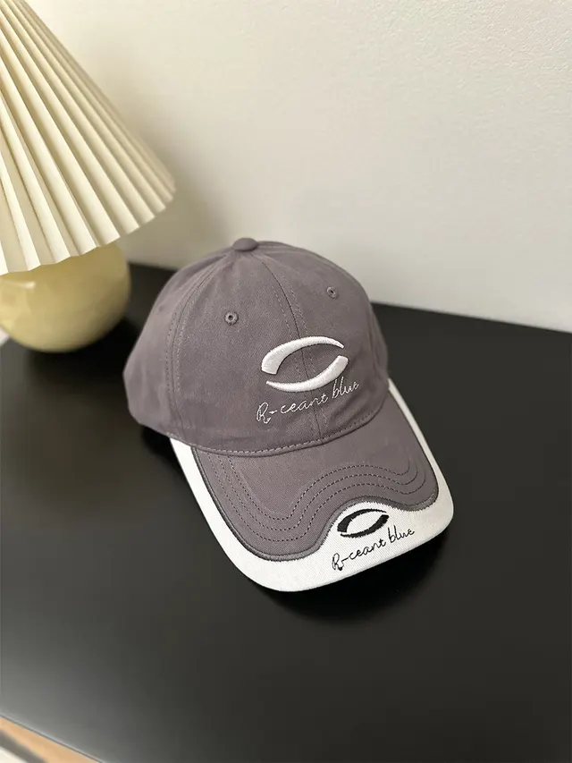Patchwork Color Big Head Circumference Baseball Cap Outdoor Embroidered Sun Protection Sun Hat Circle Gray - Shop at LoveMi