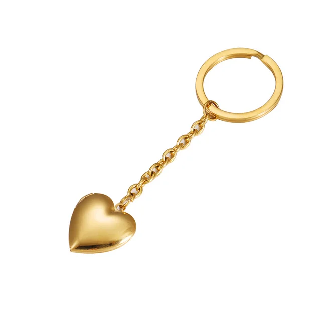 Simple Couple Girlfriends Photo Box Keychain DIY Peach Heart Gold - Shop at LoveMi